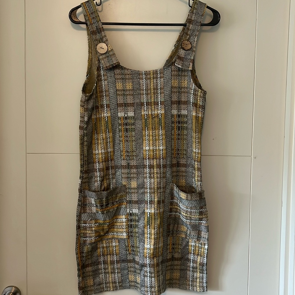 Zara Jumper Dress | 90s Vintage | Light Green w/ Metallic Thread